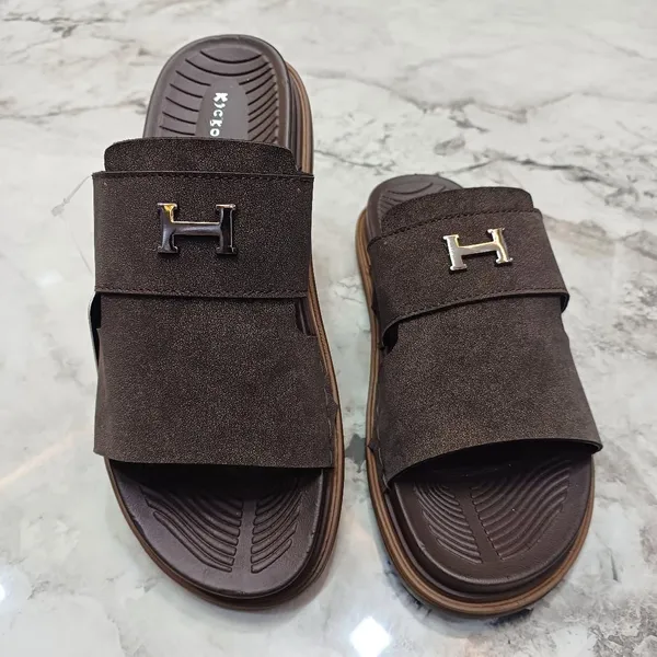 Brown_Synthetic_Leather_Slip-On_Sandals_For_Men