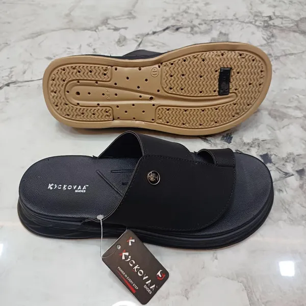 Black_Synthetic_Leather_Slip-On_Open_Toe_Sandals_For_Men
