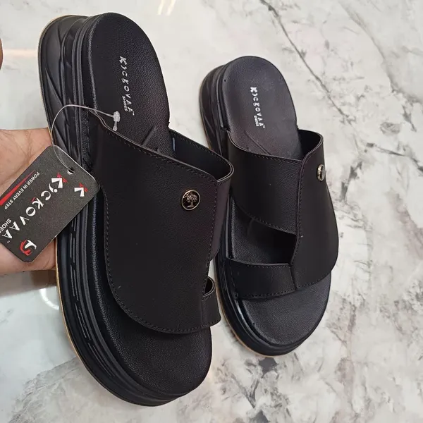 Black_Synthetic_Leather_Slip-On_Open_Toe_Sandals_For_Men
