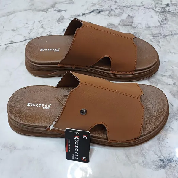 Brown_Synthetic_Leather_Slip-On_Button_Detail_Sandals_For_Men