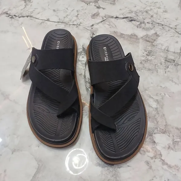 Black_Synthetic_Leather_Cross_Strap_Sandals_For_Men