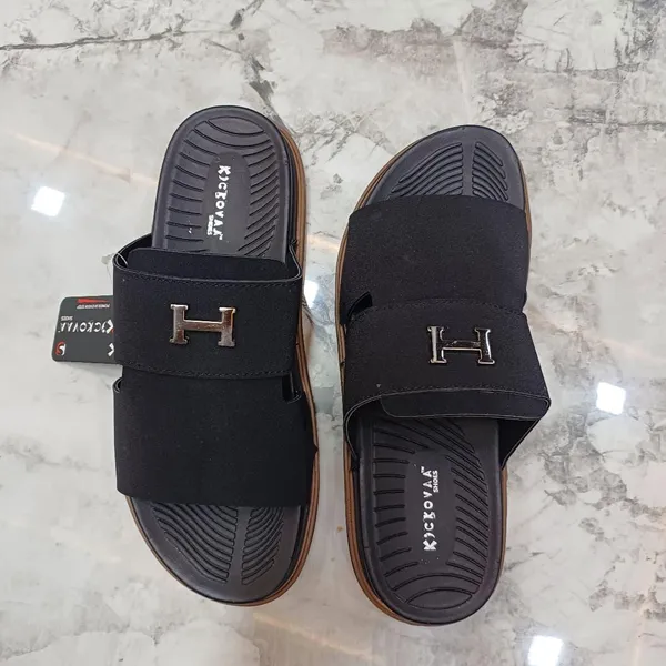 Black_Synthetic_Leather_Slip-On_H-Emblem_Slide_Sandals_For_Men