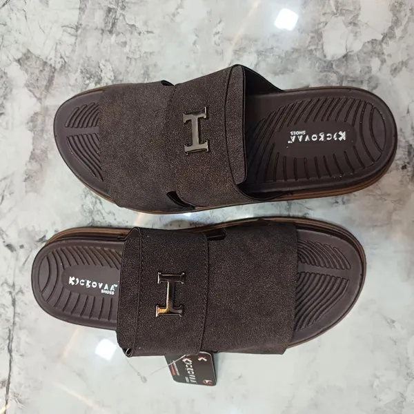 Brown_Synthetic_Leather_Slip-On_Sandals_For_Men