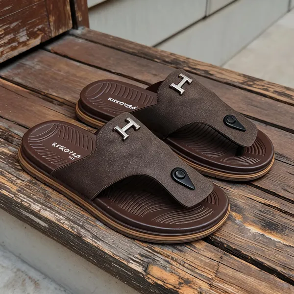 Brown_Synthetic_Leather_H-Accent_Casual_Strap_Sandals_For_Men