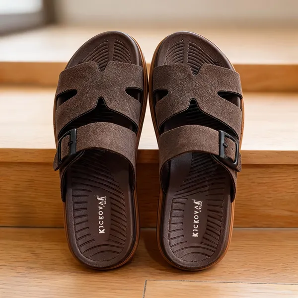 Brown_Synthetic_Leather_Double_Buckle_Strap_Sandals_For_Men