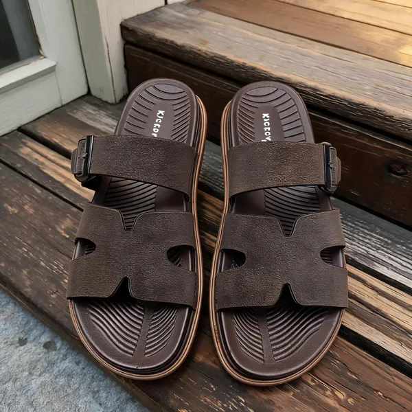 Brown_Synthetic_Leather_Double_Buckle_Strap_Sandals_For_Men