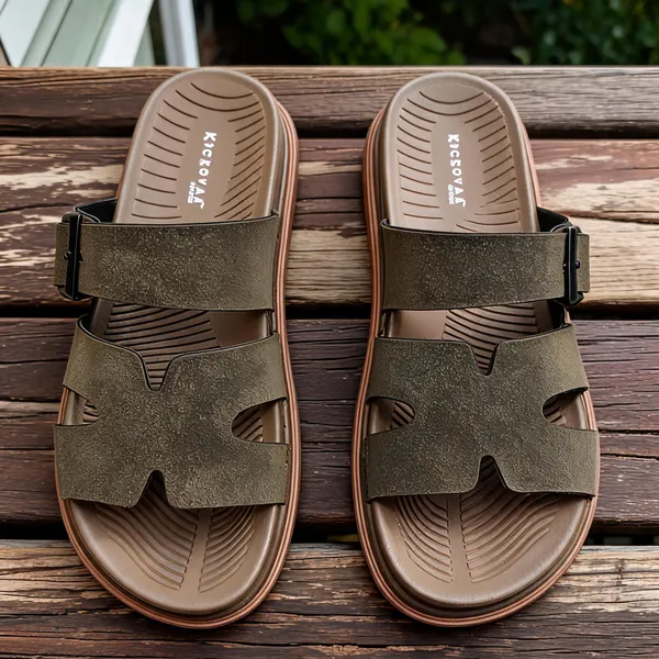 Olive_Synthetic_Leather_Adjustable_Buckle_Strap_Sandals_For_Men