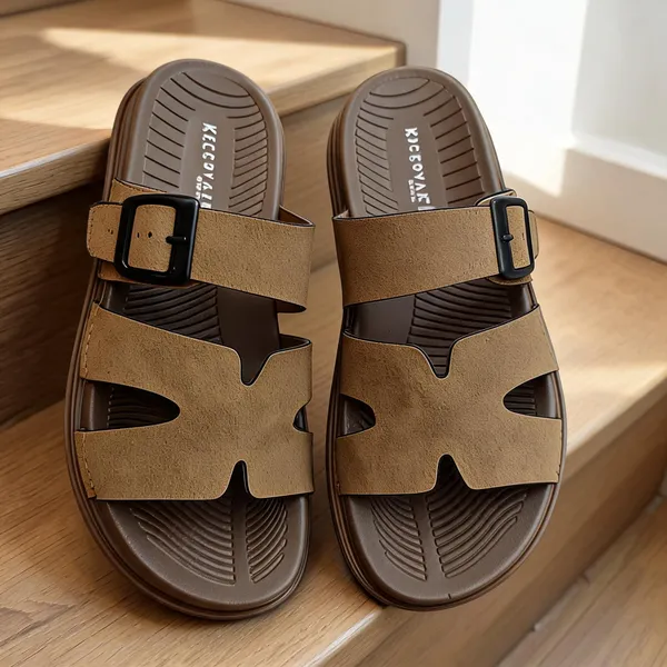 Brown_Synthetic_Leather_Open_Toe_Buckle_Strap_Sandals_For_Men