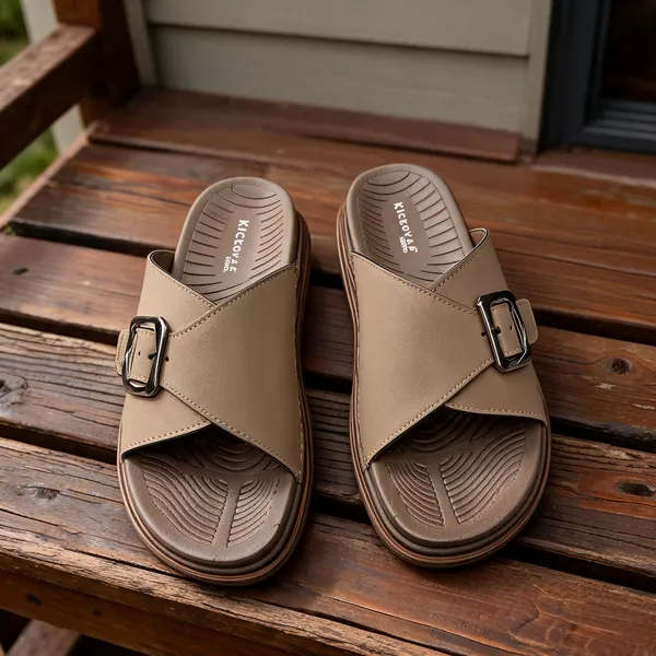 Brown_Synthetic_Leather_Crossover_Buckle_Strap_Sandals_For_Men