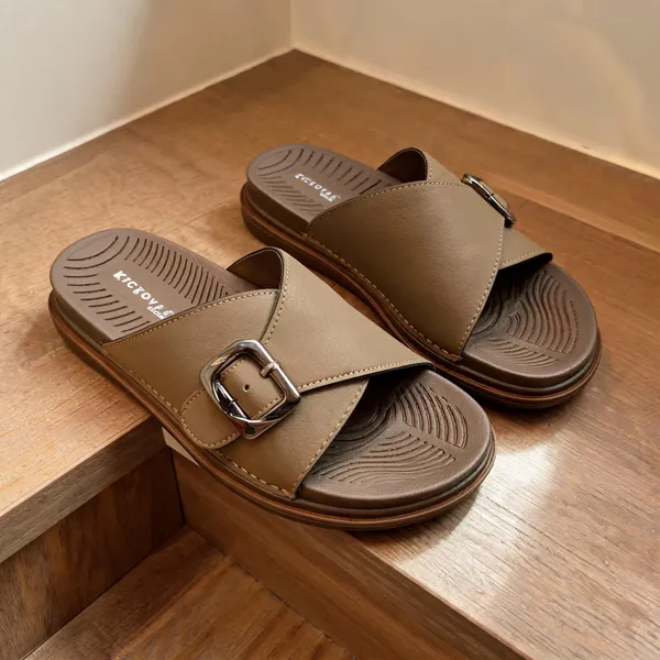 Brown_Synthetic_Leather_Crossover_Buckle_Strap_Sandals_For_Men