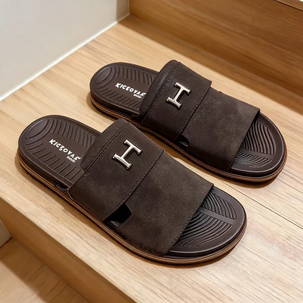 Brown_Synthetic_Leather_Slip-On_Sandals_For_Men