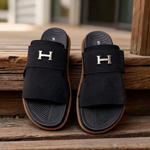 Black_Synthetic_Leather_Slip-On_H-Emblem_Slide_Sandals_For_Men