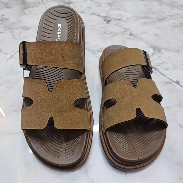 Brown_Synthetic_Leather_Open_Toe_Buckle_Strap_Sandals_For_Men