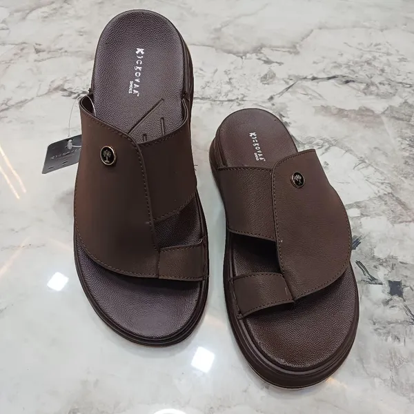 Brown_Synthetic_Leather_Open_Toe_Button_Detail_Sandals_For_Men