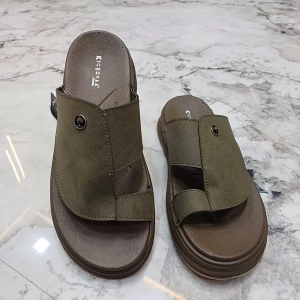 Olive_Synthetic_Leather_Textured_Slip-On_Sandals_For_Men