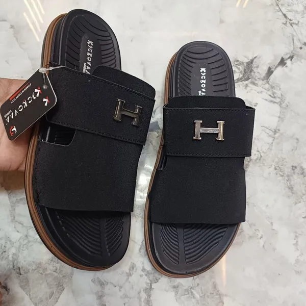 Black_Synthetic_Leather_Slip-On_H-Emblem_Slide_Sandals_For_Men