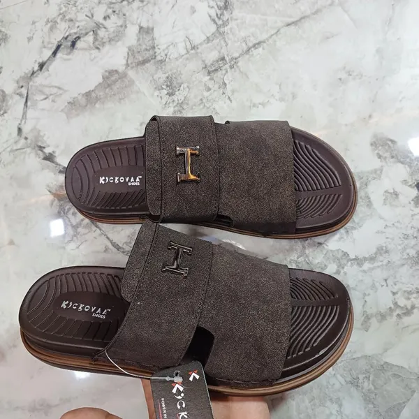 Brown_Synthetic_Leather_Slip-On_Sandals_For_Men