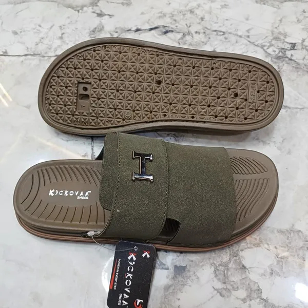 Olive_Synthetic_Leather_Slip-On_H-Emblem_Slide_Sandals_For_Men