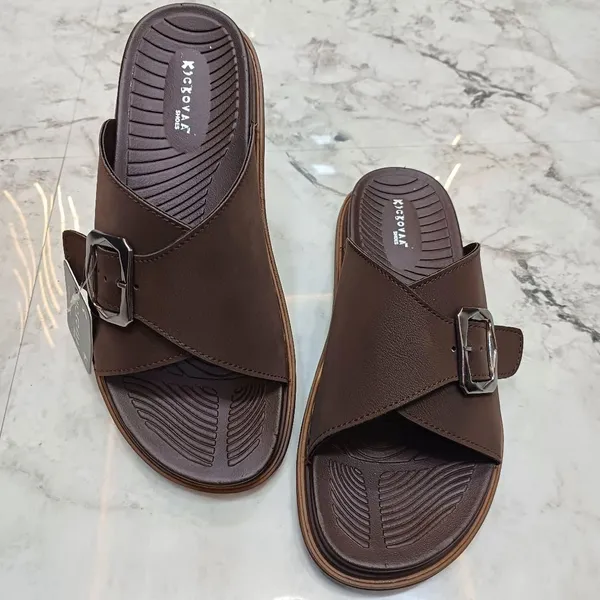 Brown_Synthetic_Leather_Buckle_Cross_Strap_Sandals_For_Men