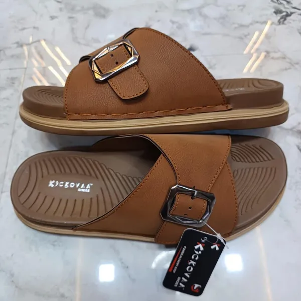 Brown_Synthetic_Leather_Cross_Strap_Buckle_Sandals_For_Men