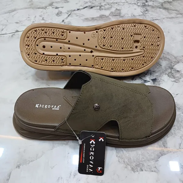 Olive_Synthetic_Leather_Slip-On_Slide_Sandals_For_Men