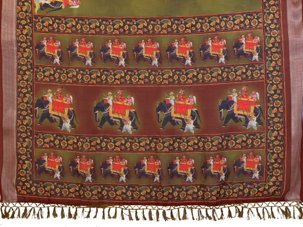 Brown_Linen_Elephant_Motif_Ethnic_Saree_For_Women