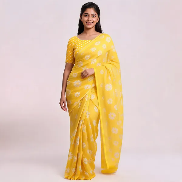 Yellow_Linen_Floral_Print_Unstitched_Suit_Fabric_For_Women