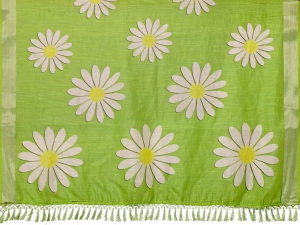 Green_Linen_Floral_Print_Saree_For_Women
