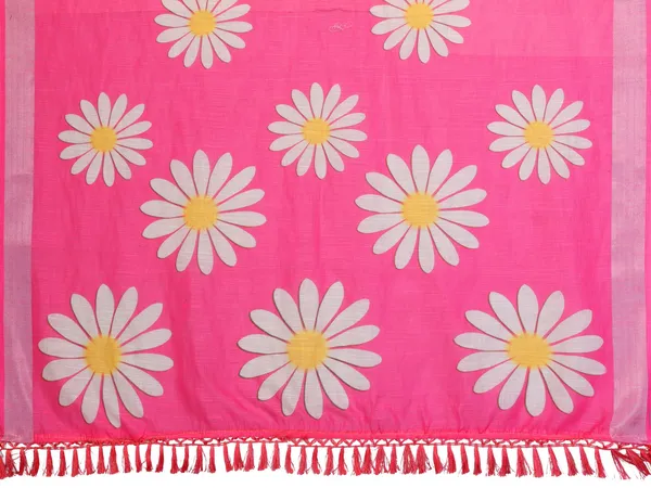 Pink_Linen_Floral_Print_Saree_For_Women