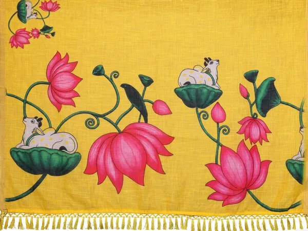 Yellow_Linen_Floral_Printed_Saree_For_Women
