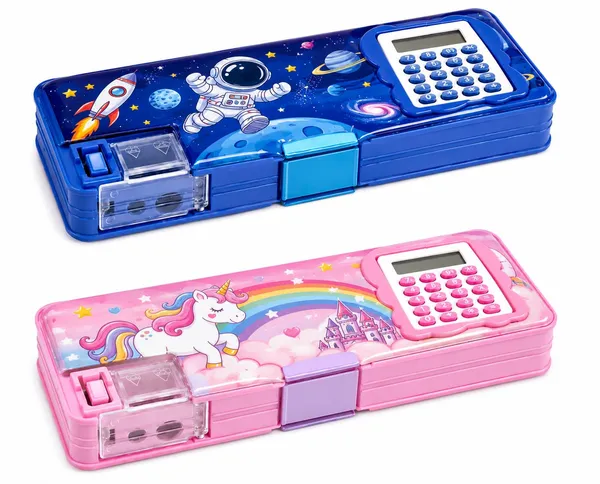 Kids_Pencil_Box_with_Calculator_and_Sharpener,_Multi-Compartment_Stationery_Case