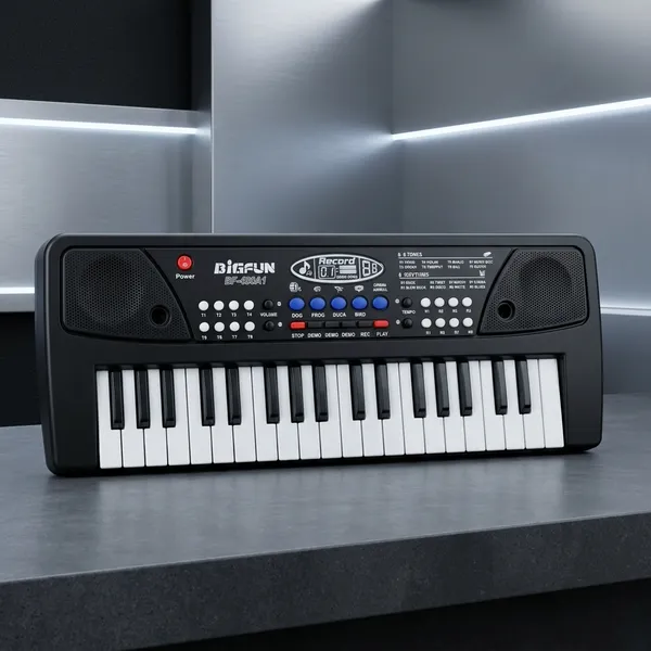 Gooyo_GY-439_37-Key_Musical_Piano_Keyboard_Toy_for_Kids_|_8_Rhythms,_8_Tones,_6_Demos,_Song_Record_Feature_|_Black_|_Dual_Power_Supply_Mode_|_Microphone_&_USB_Cable_(Included)