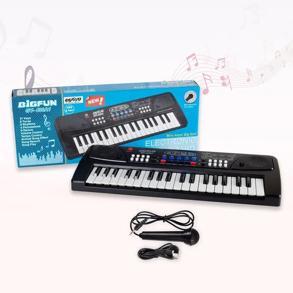 Gooyo_GY-439_37-Key_Musical_Piano_Keyboard_Toy_for_Kids_|_8_Rhythms,_8_Tones,_6_Demos,_Song_Record_Feature_|_Black_|_Dual_Power_Supply_Mode_|_Microphone_&_USB_Cable_(Included)