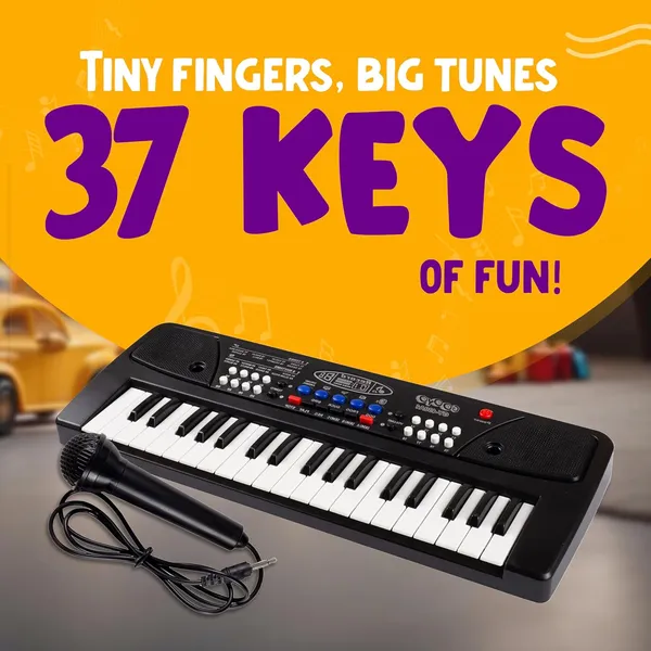 Gooyo_GY-439_37-Key_Musical_Piano_Keyboard_Toy_for_Kids_|_8_Rhythms,_8_Tones,_6_Demos,_Song_Record_Feature_|_Black_|_Dual_Power_Supply_Mode_|_Microphone_&_USB_Cable_(Included)