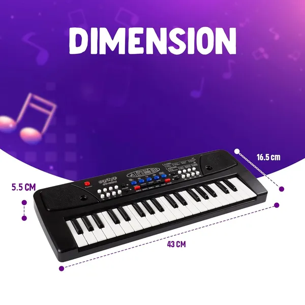 Gooyo_GY-439_37-Key_Musical_Piano_Keyboard_Toy_for_Kids_|_8_Rhythms,_8_Tones,_6_Demos,_Song_Record_Feature_|_Black_|_Dual_Power_Supply_Mode_|_Microphone_&_USB_Cable_(Included)