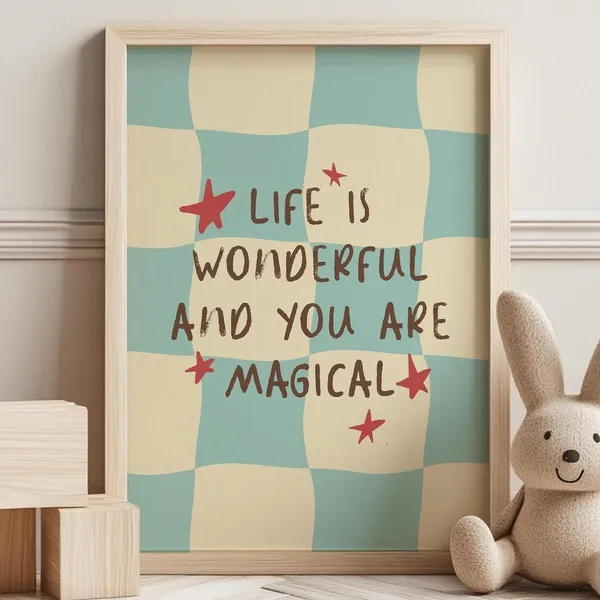 Life_Is_Wonderful_And_You_Are_Magical_—_Checkerboard_Framed_Wall_Art