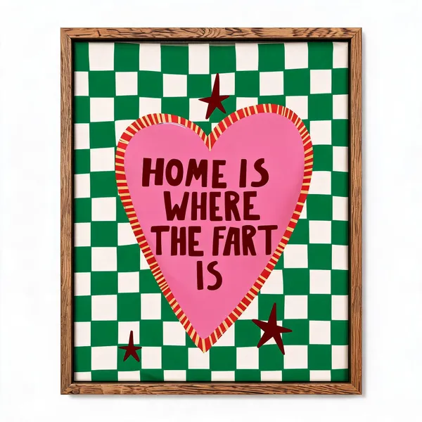 Wooden_Home_Is_Where_The_Fart_Is_Checkerboard_Framed_Wall_Art