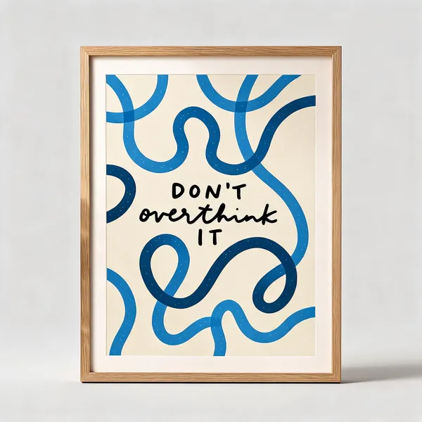 Wooden_Don'T_Overthink_It_Typographic_Framed_Wall_Art
