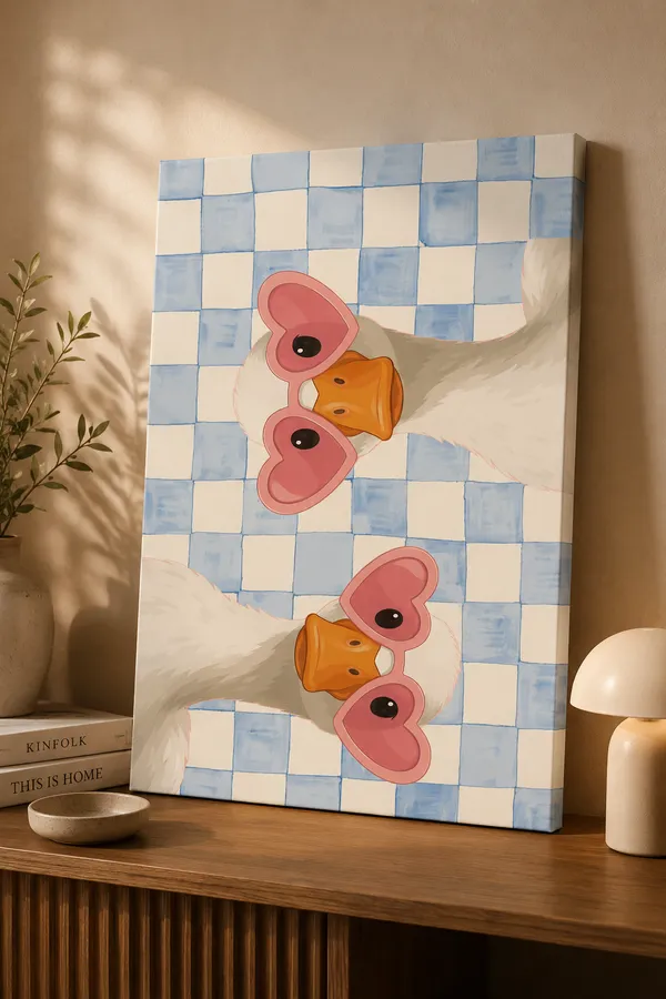 Two_Ducks,_No_Plans_—_Checkerboard_Framed_Wall_Art