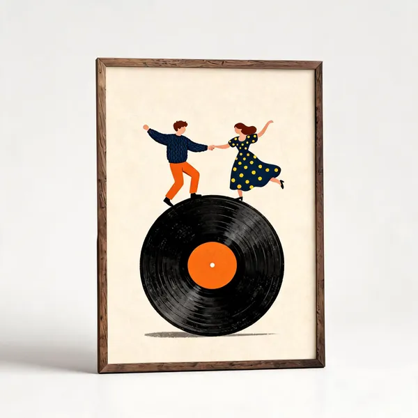 Wooden_Retro_Last_Dance_Side_B_Multicolor_Framed_Wall_Art