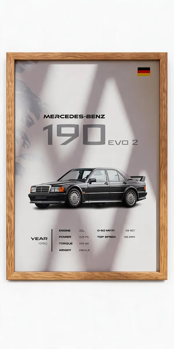 Wooden_Automotive_190_Evo_2_Mercedes-Benz_Framed_Wall_Poster