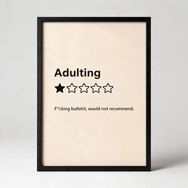 Wooden_Adulting_Would_Not_Recommend_Typographic_Framed_Wall_Art