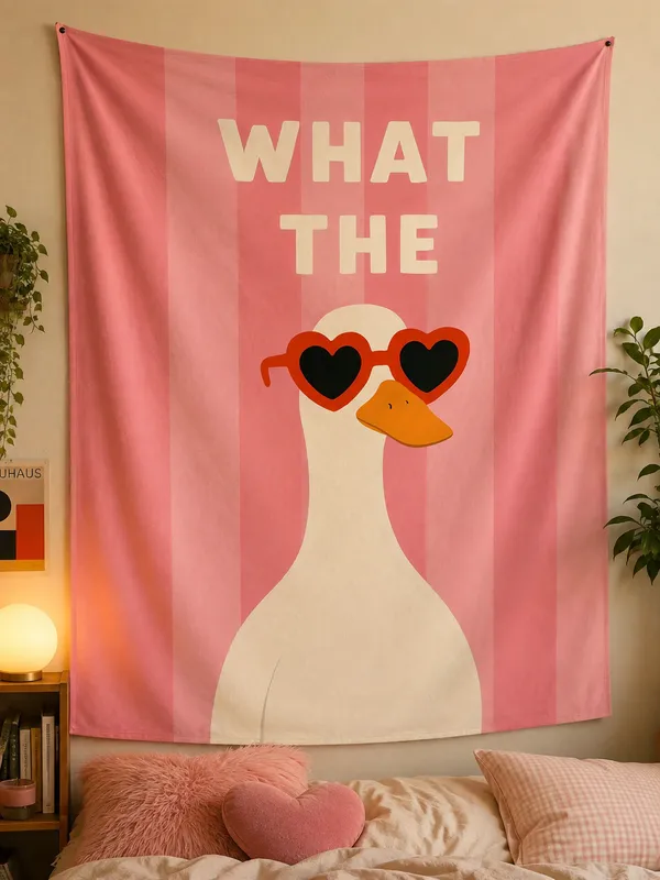 What_The_—_Sunglasses_Duck_Wall_Tapestry