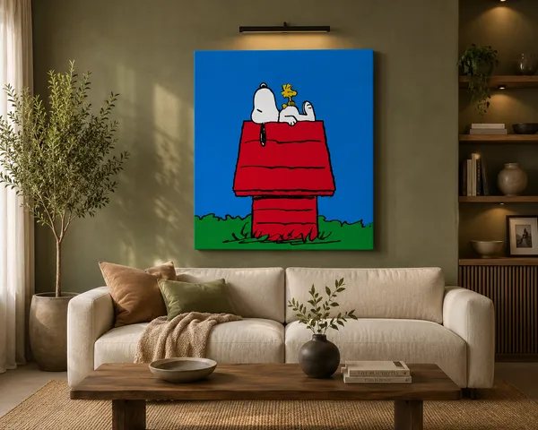 Wooden_Illustrative_Dog_Bird_Red_Roof_Canvas_Wall_Art