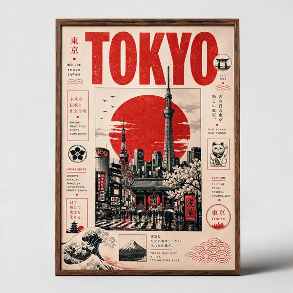 Wooden_Last_Train_To_Tokyo_Multicolor_Framed_Wall_Art