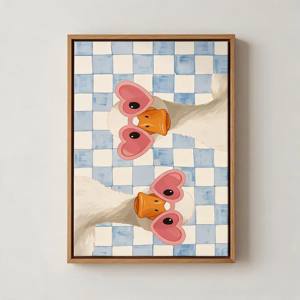 Wooden_Checkerboard_Two_Ducks_No_Plans_Framed_Wall_Art