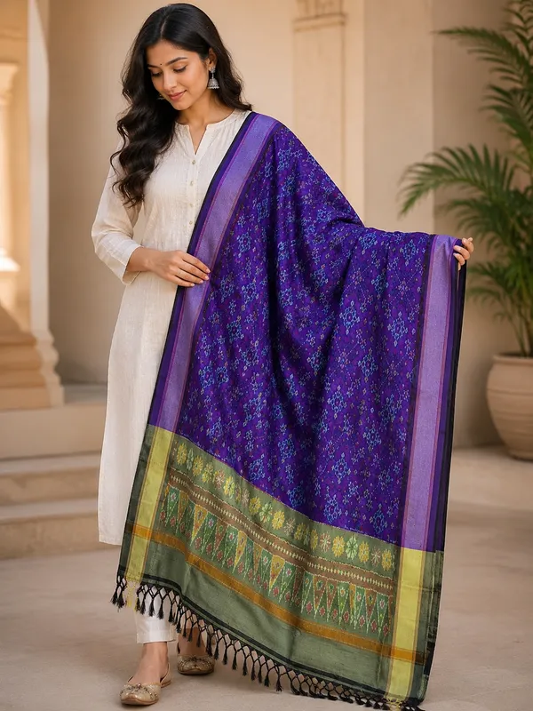 Multicolor_Pure_Silk_Dupatta_For_Women