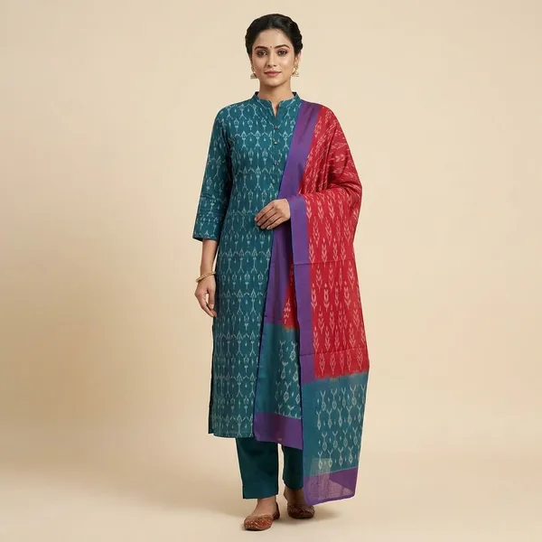 Multicolor_Mercerised_Cotton_Mercerised_Suit_Set_For_Women