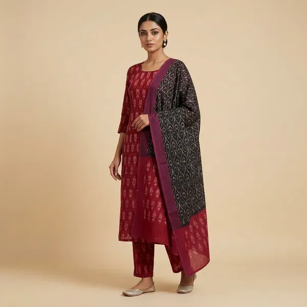 Multicolor_Mercerised_Cotton_Mercerised_Suit_Set_For_Women