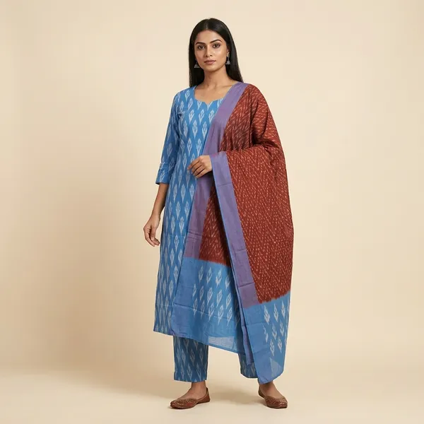 Multicolor_Mercerised_Cotton_Mercerised_Suit_Set_For_Women